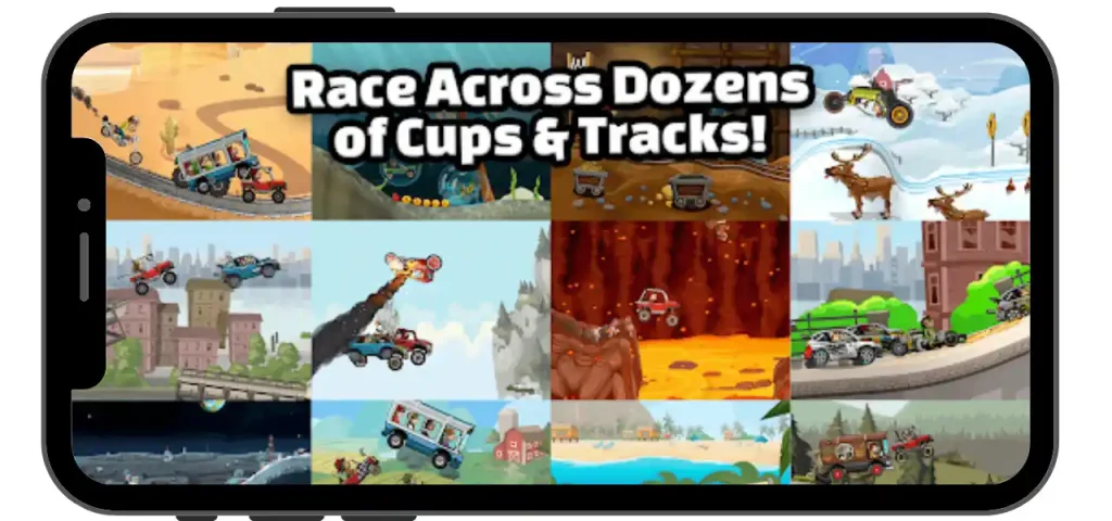 image showing different tracks and levels thehillclimbracing.com